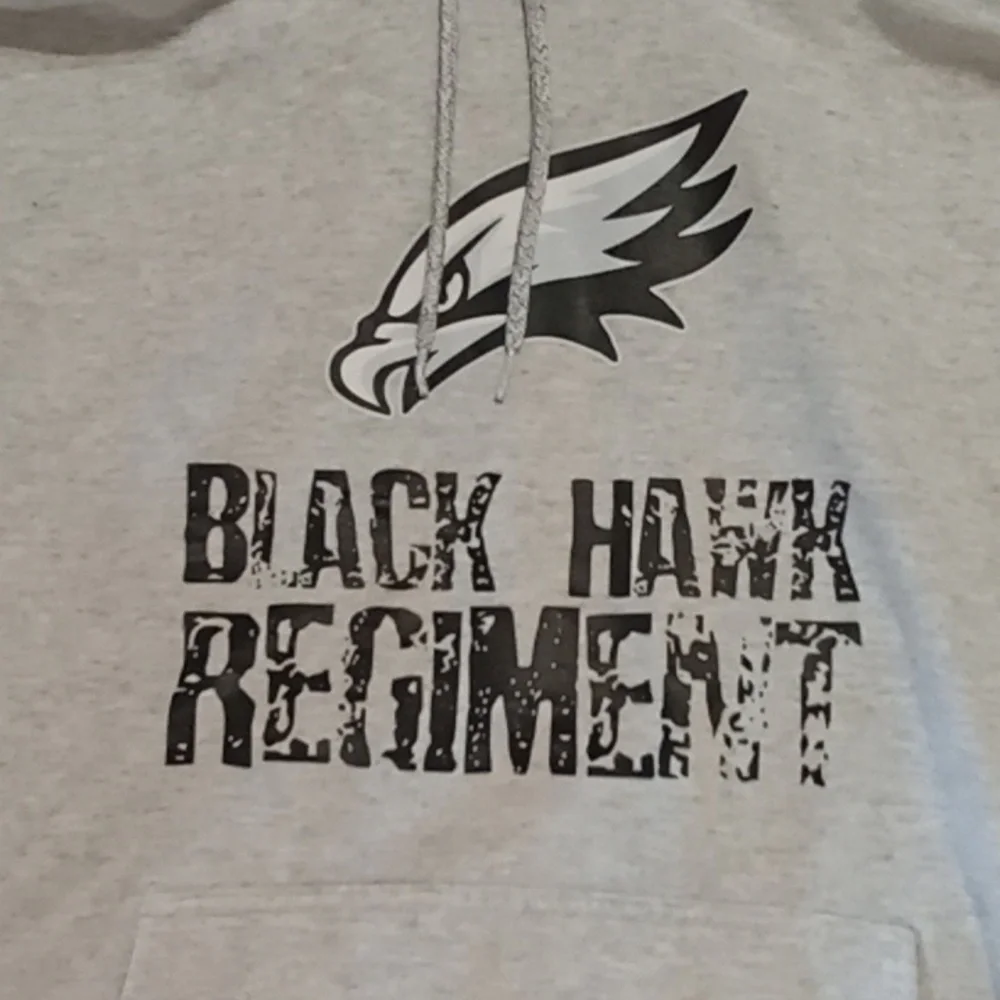 Light Gray Hood Sweater Sweatshirt Black Hawk Regiment Sz XL